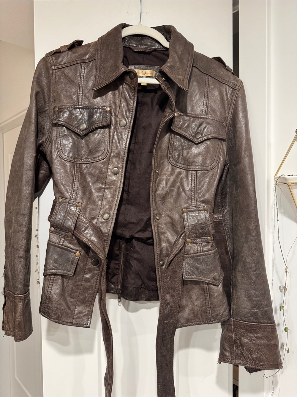 Wilsons Leather Brown Women's Utility-Style Leather Jacket